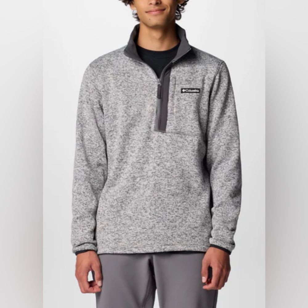 Columbia Mens Weather Fleece Long Sleeve Zip Pullover Sweater Heather Gray Sz XL